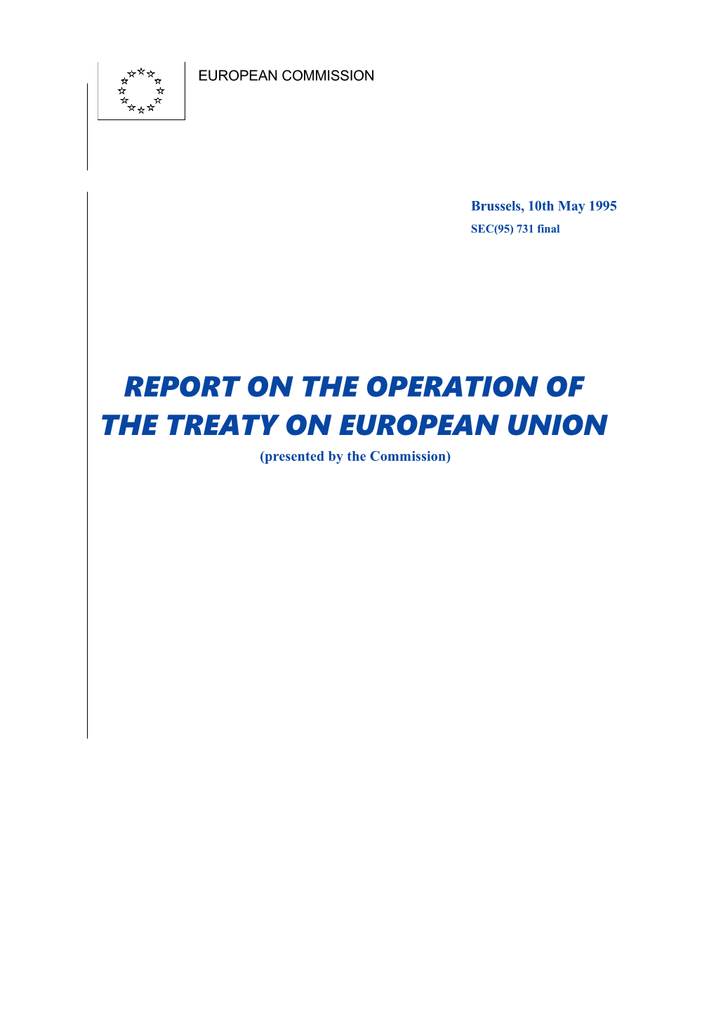 Report on the Operation of the Treaty on European Union