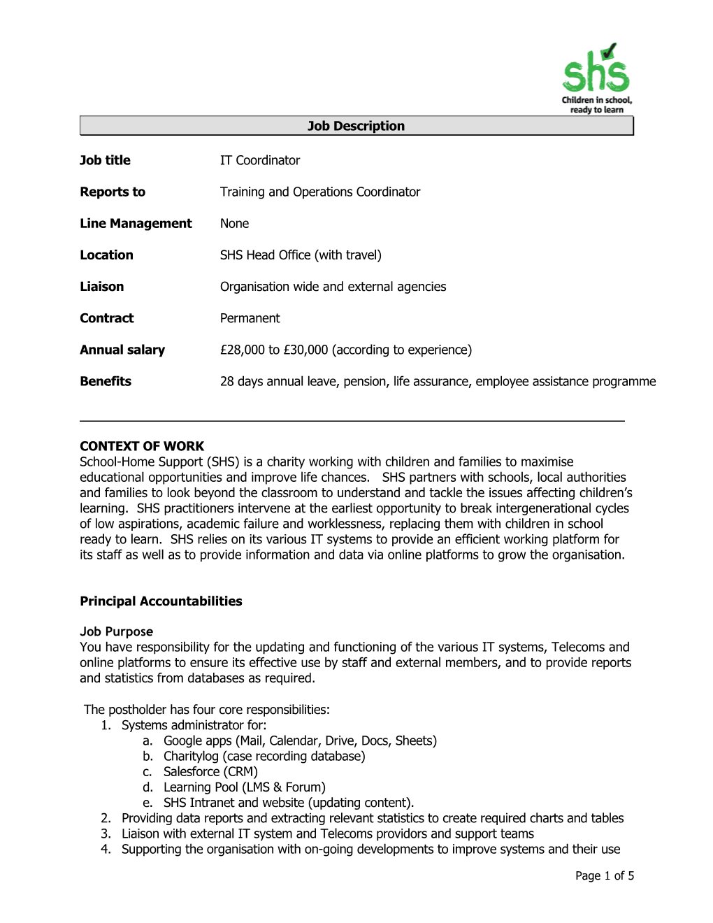 Reports Totraining and Operations Coordinator