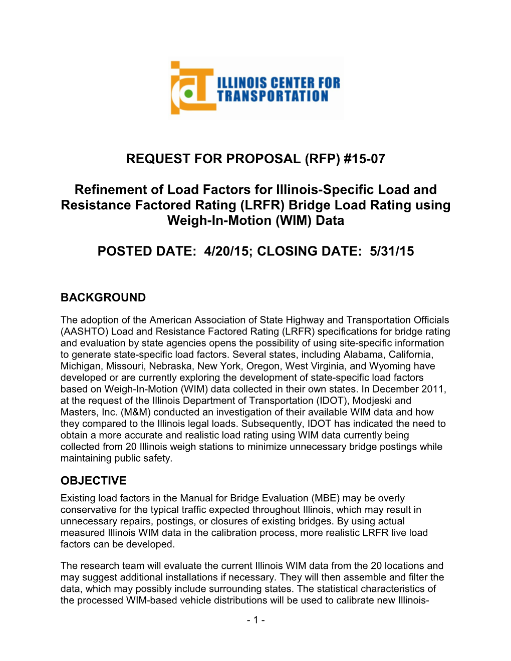 Request for Proposal (Rfp) #15-07