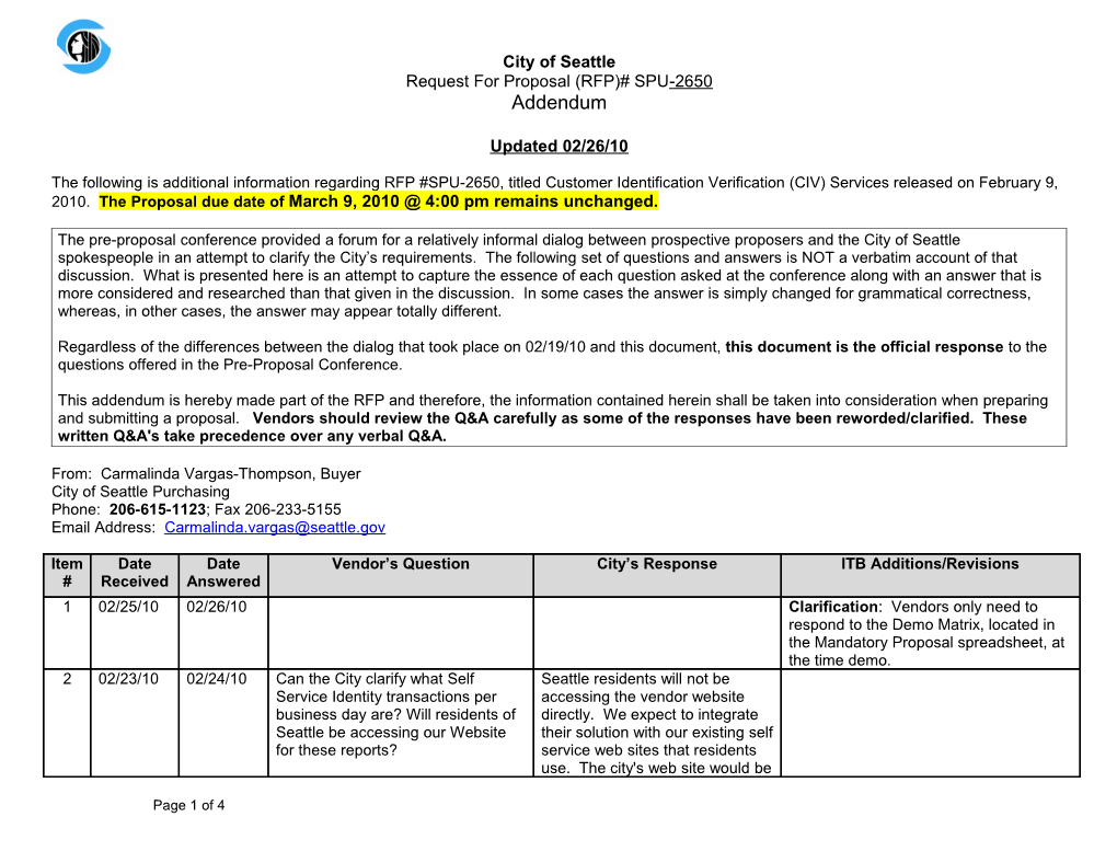 Request for Proposal (RFP)# SPU-2650