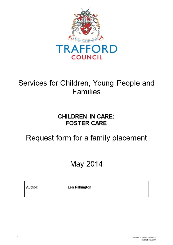 Request Form for Family Placement