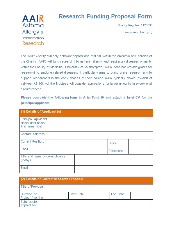 Research Funding Proposal Form