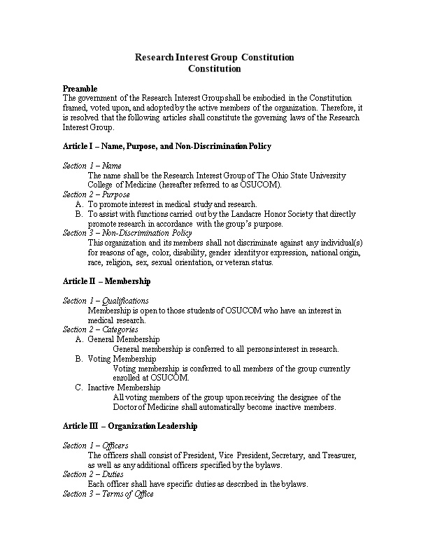 Research Interest Group Constitution