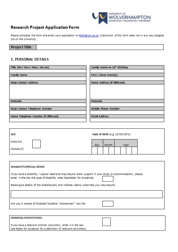 Research Project Application Form