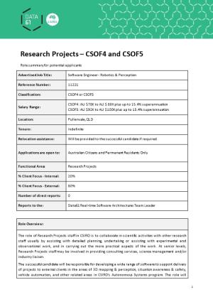 Research Projects CSOF4 and CSOF5