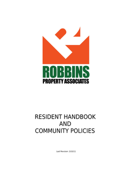 Resident Handbook & Community Polices