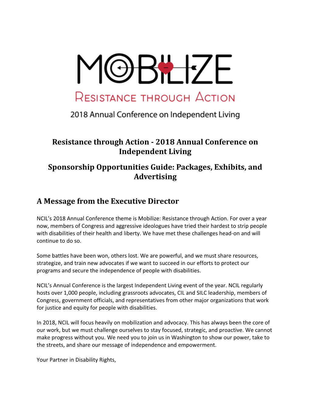 Resistance Through Action - 2018 Annual Conference on Independent Living