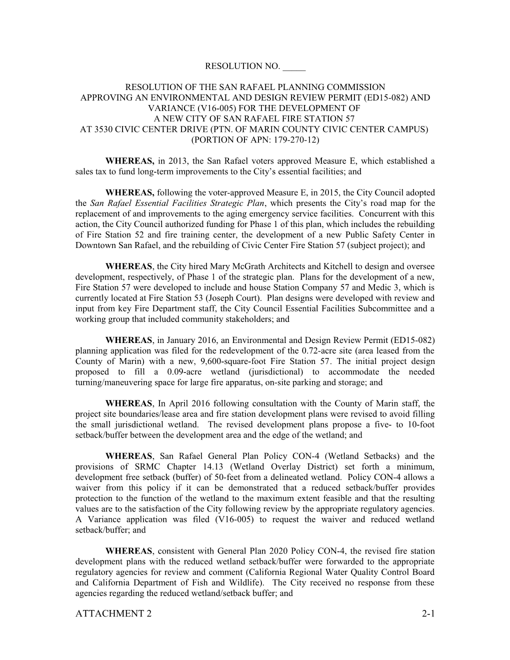 Resolution of the San Rafaelplanning Commission