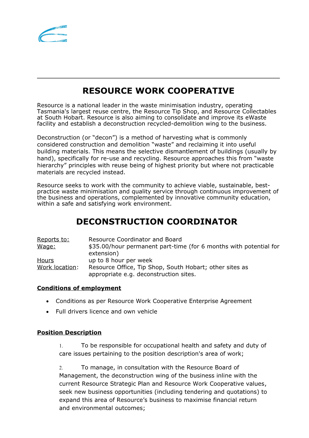 Resource Work Cooperative