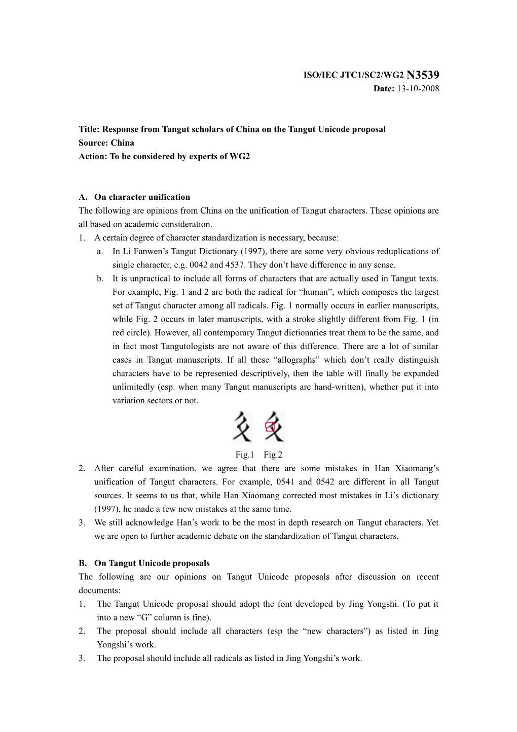 Response from Tangut Scholars of China on the Tangut Unicode Proposal