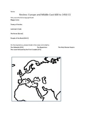 Review: Europe and Middle East 600 to 1450 CE
