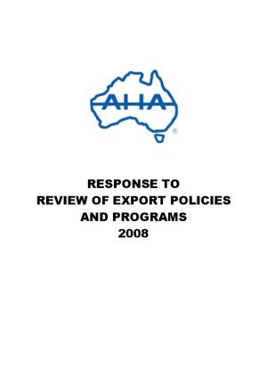 Review of Export Policies and Programs