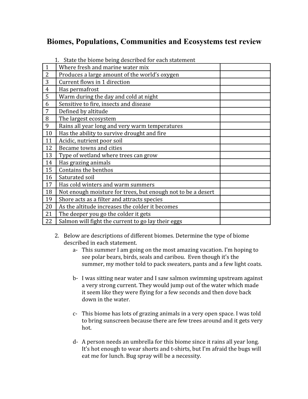 Review Sheet Chapters 8, 9 and 10