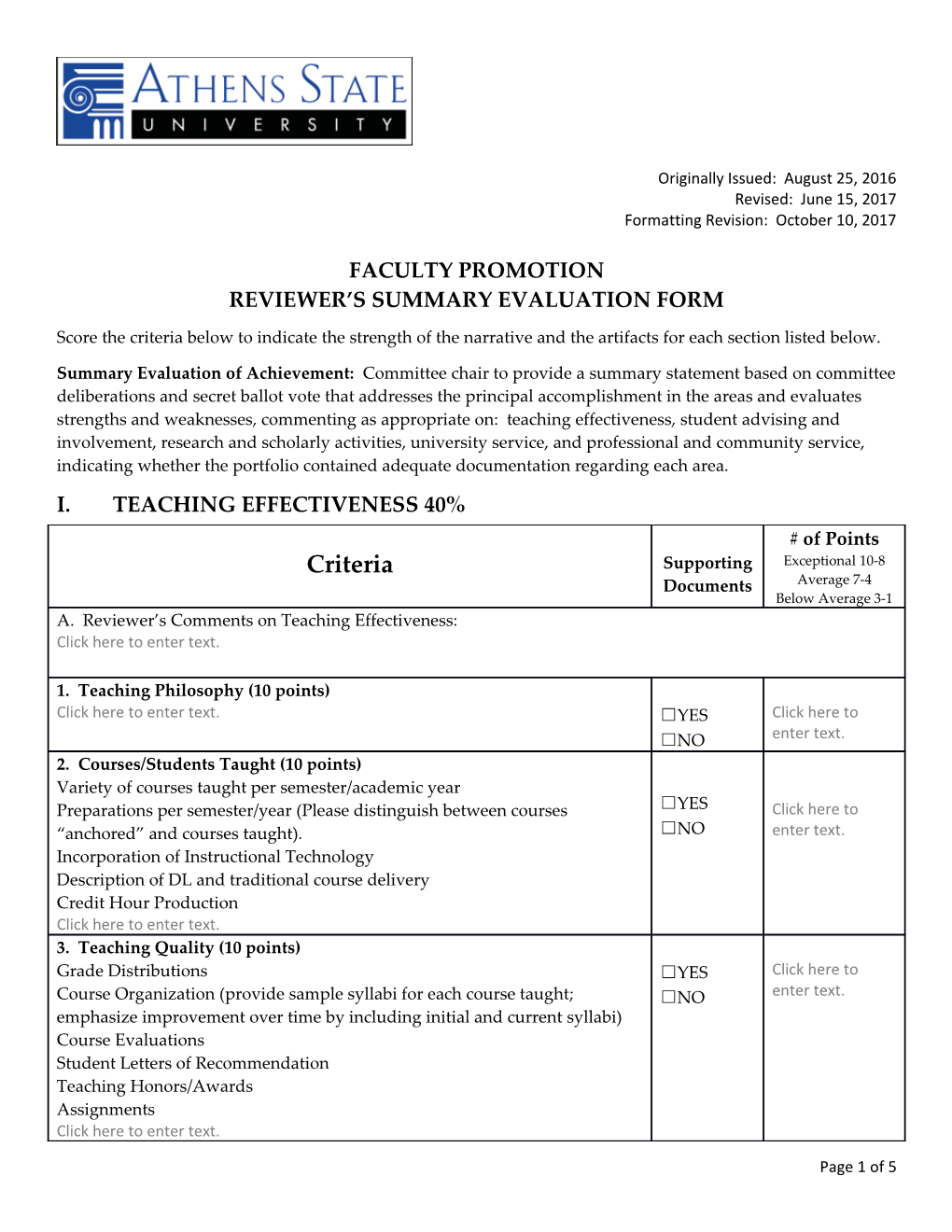 Reviewer S Summary Evaluation Form