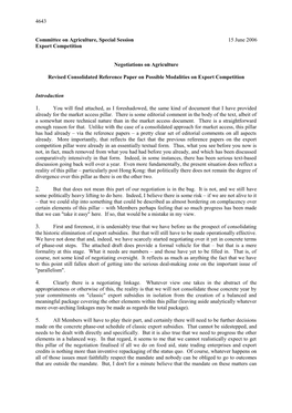 Revised Consolidated Reference Paper on Possible Modalities on Export Competition