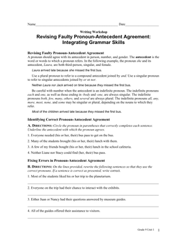 Revising Faulty Pronoun-Antecedent Agreement