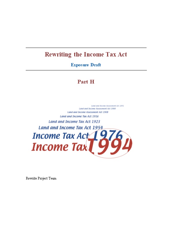 Rewriting the Income Tax Act - Exposure Draft - Part H Commentary