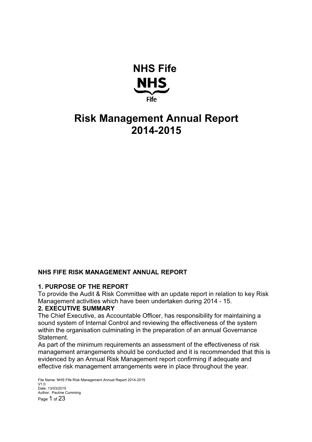 Risk Management Annual Report