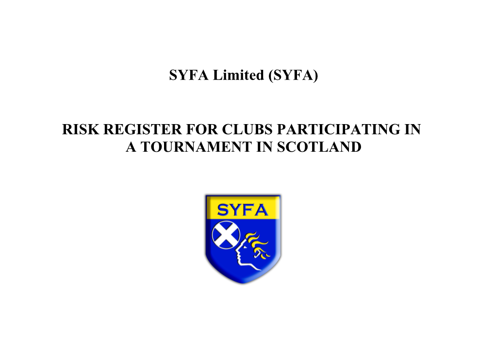Risk Register for Clubs Participating In