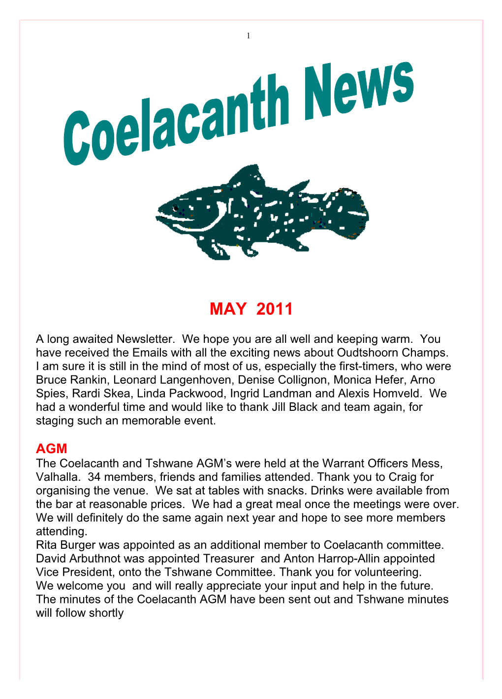 Rita Burger Was Appointed As an Additional Member to Coelacanth Committee