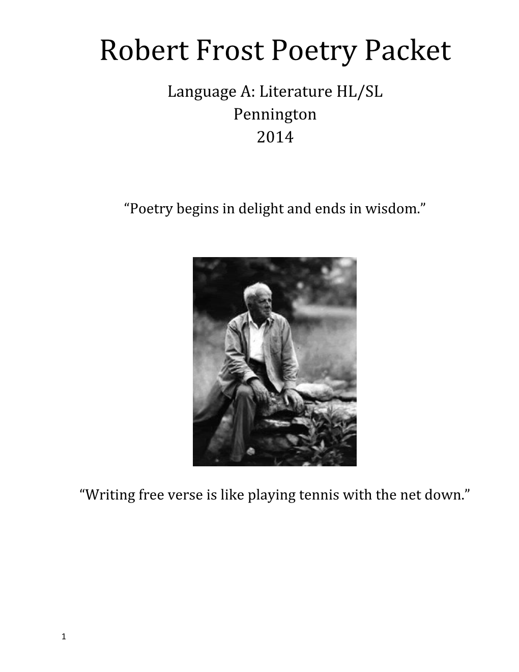 Robert Frost Poetry Packet