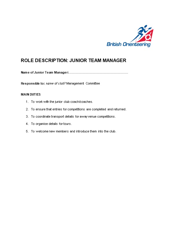 Role Description: Junior Team Manager