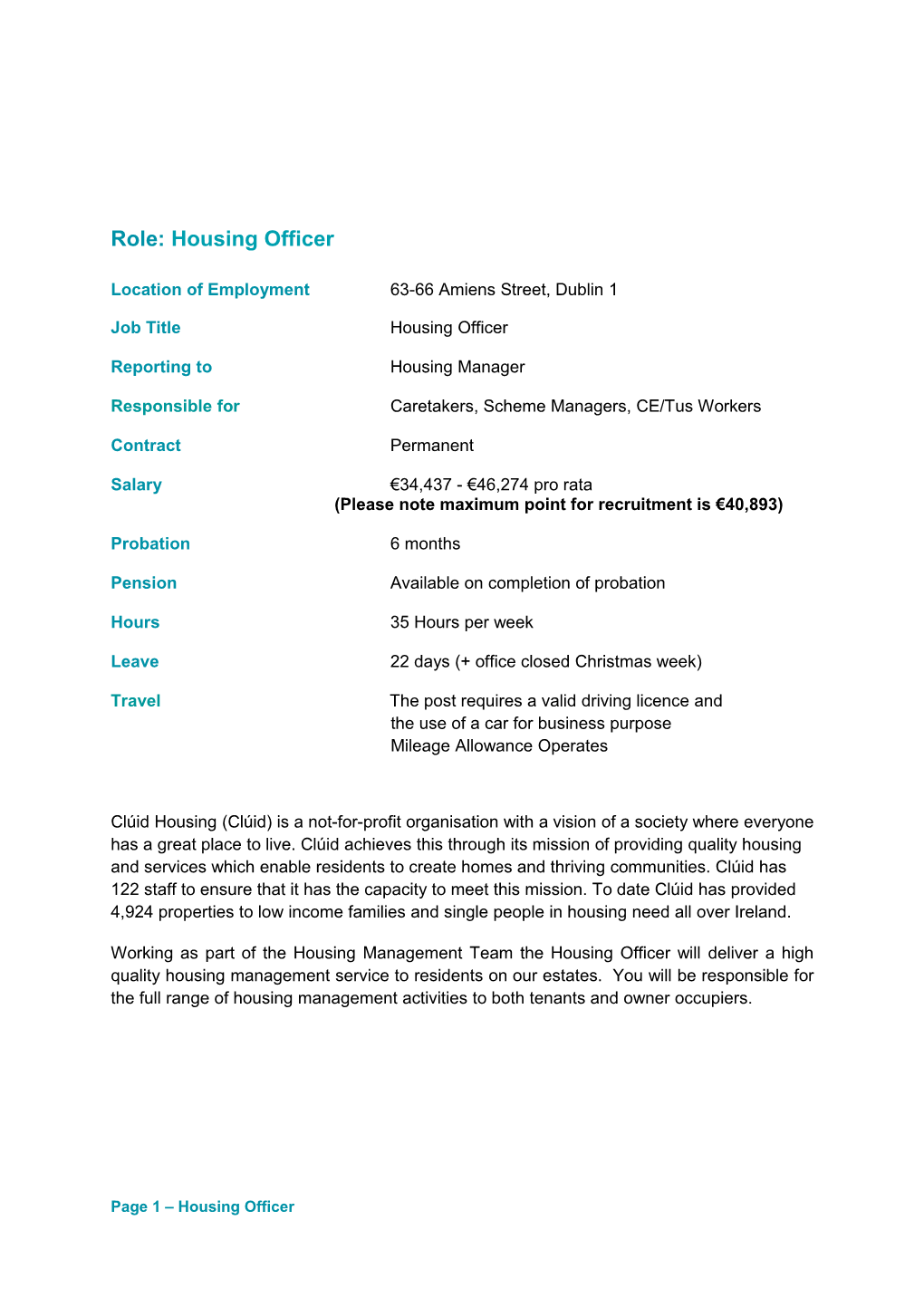 Role: Housing Officer