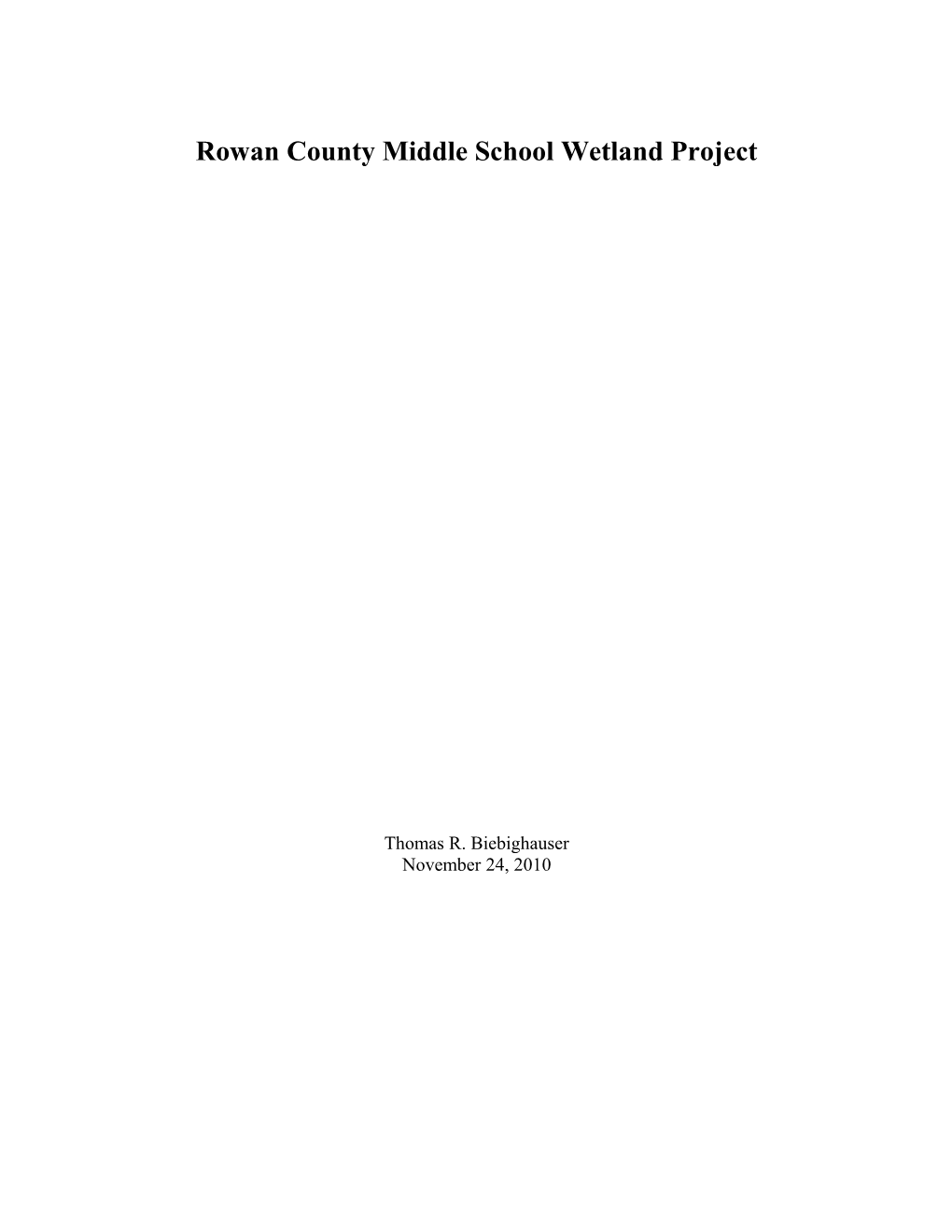 Rowan County Middle School Wetlandproject