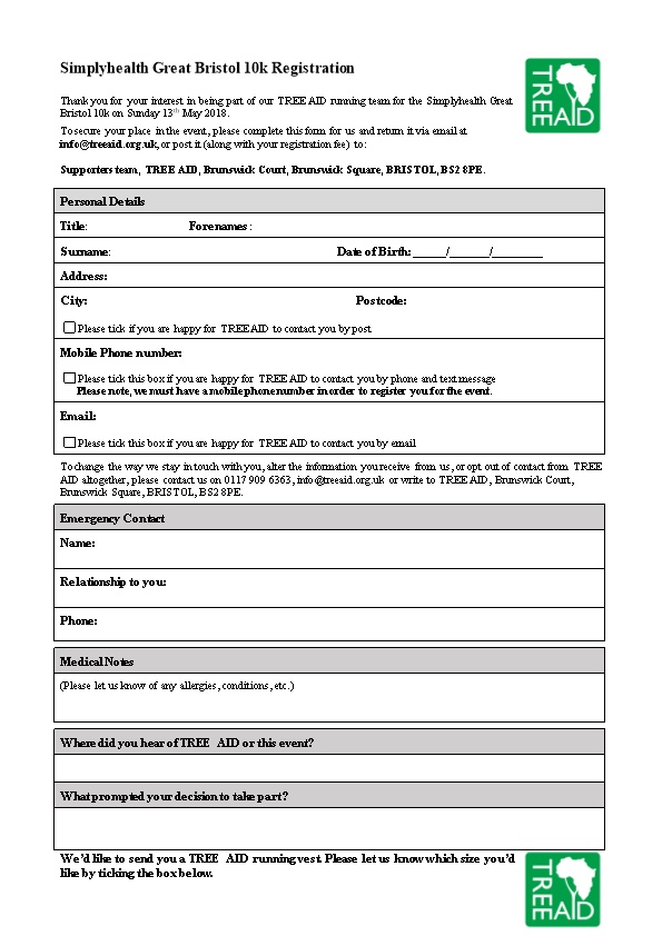 Royal Parks Half Marathon Registration Form