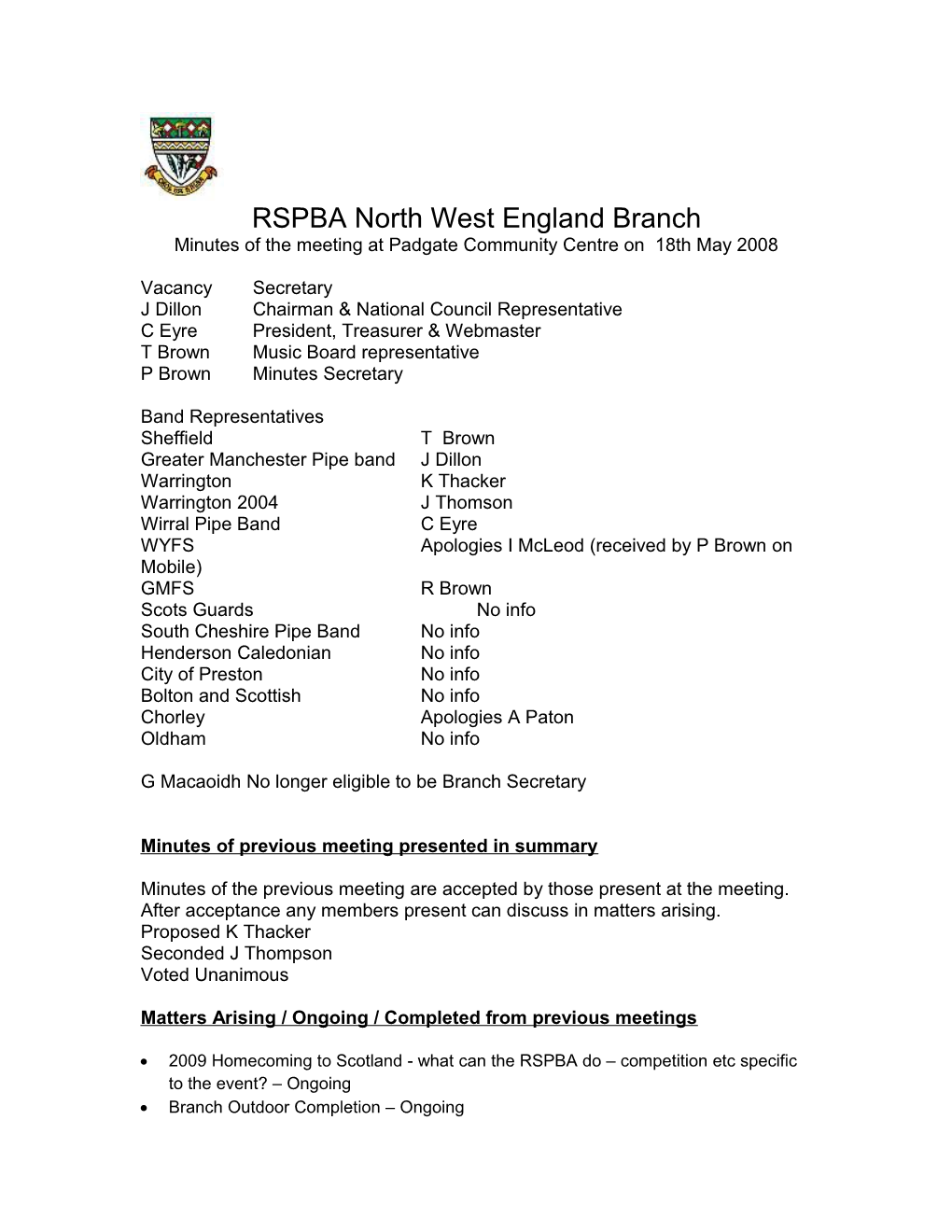 RSPBA North Westengland Branch