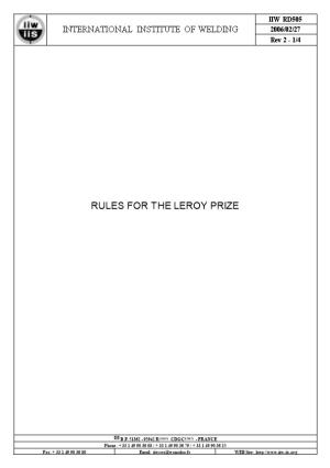Rules for the Leroy Prize
