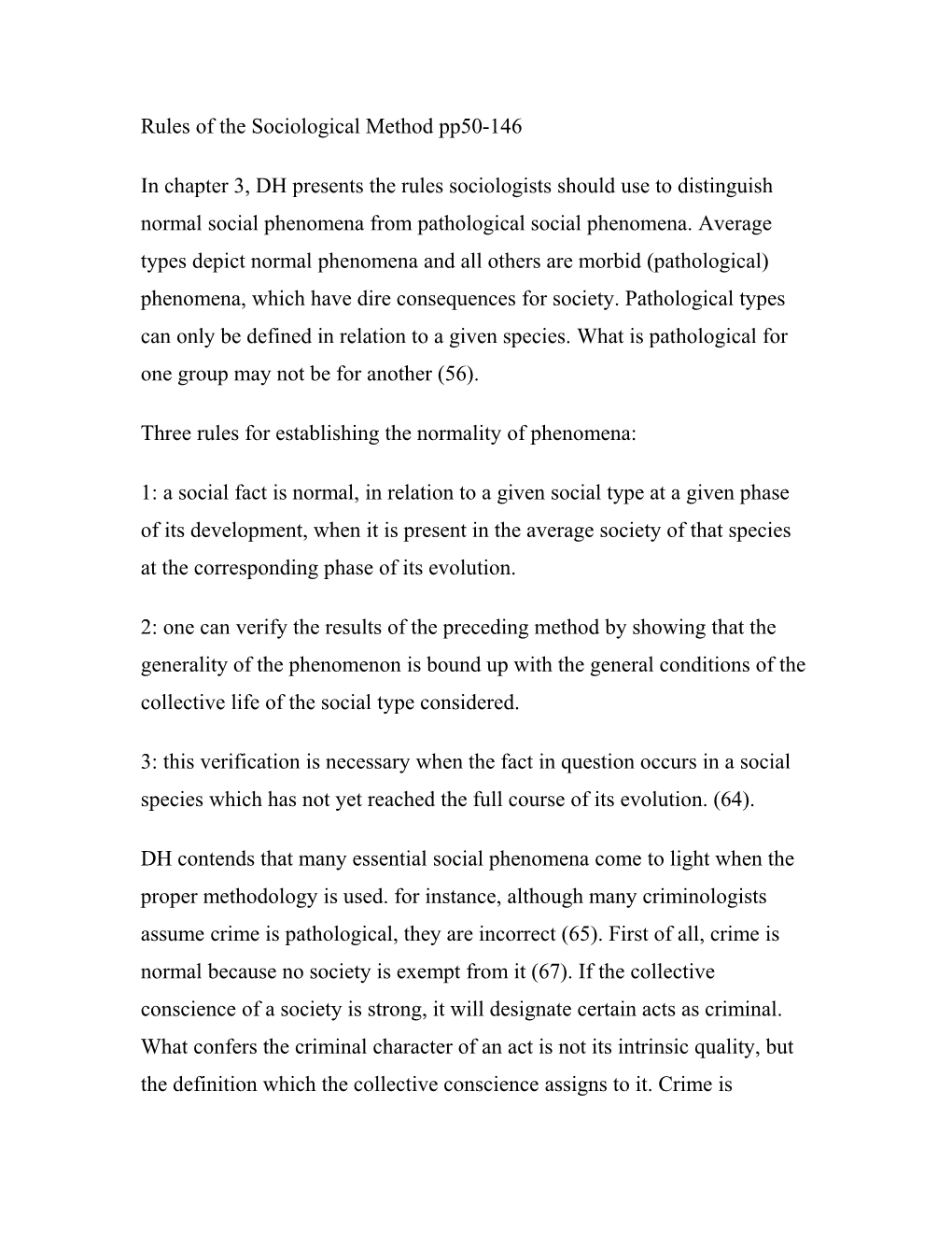 Rules of the Sociological Method Pp50-146