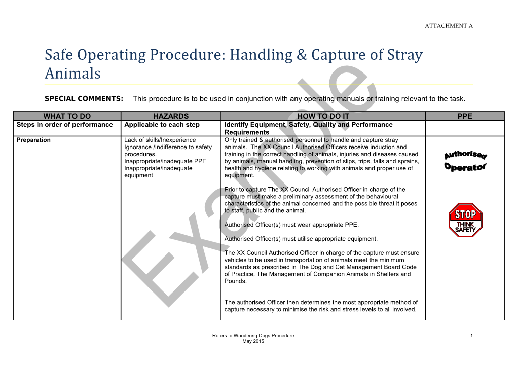 Safe Operating Procedure:Handling & Capture of Strayanimals