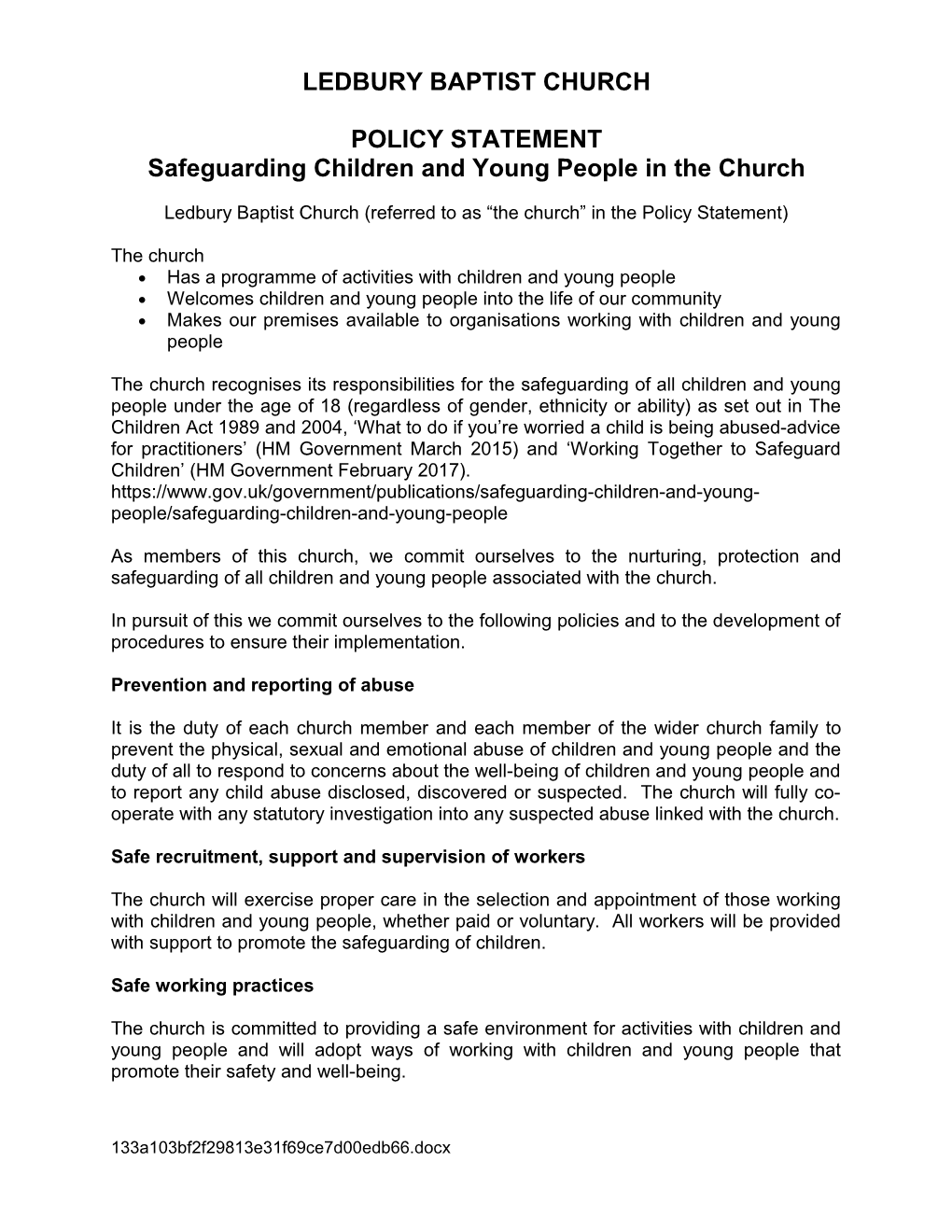 Safeguarding Children and Young People in the Church
