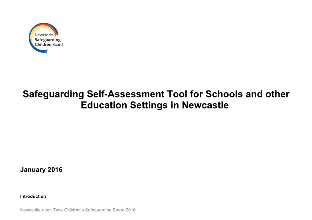 Safeguarding Self-Assessment Tool for Schools and Other Education Settings in Newcastle