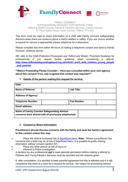 Safeguardingrequest for Service Form