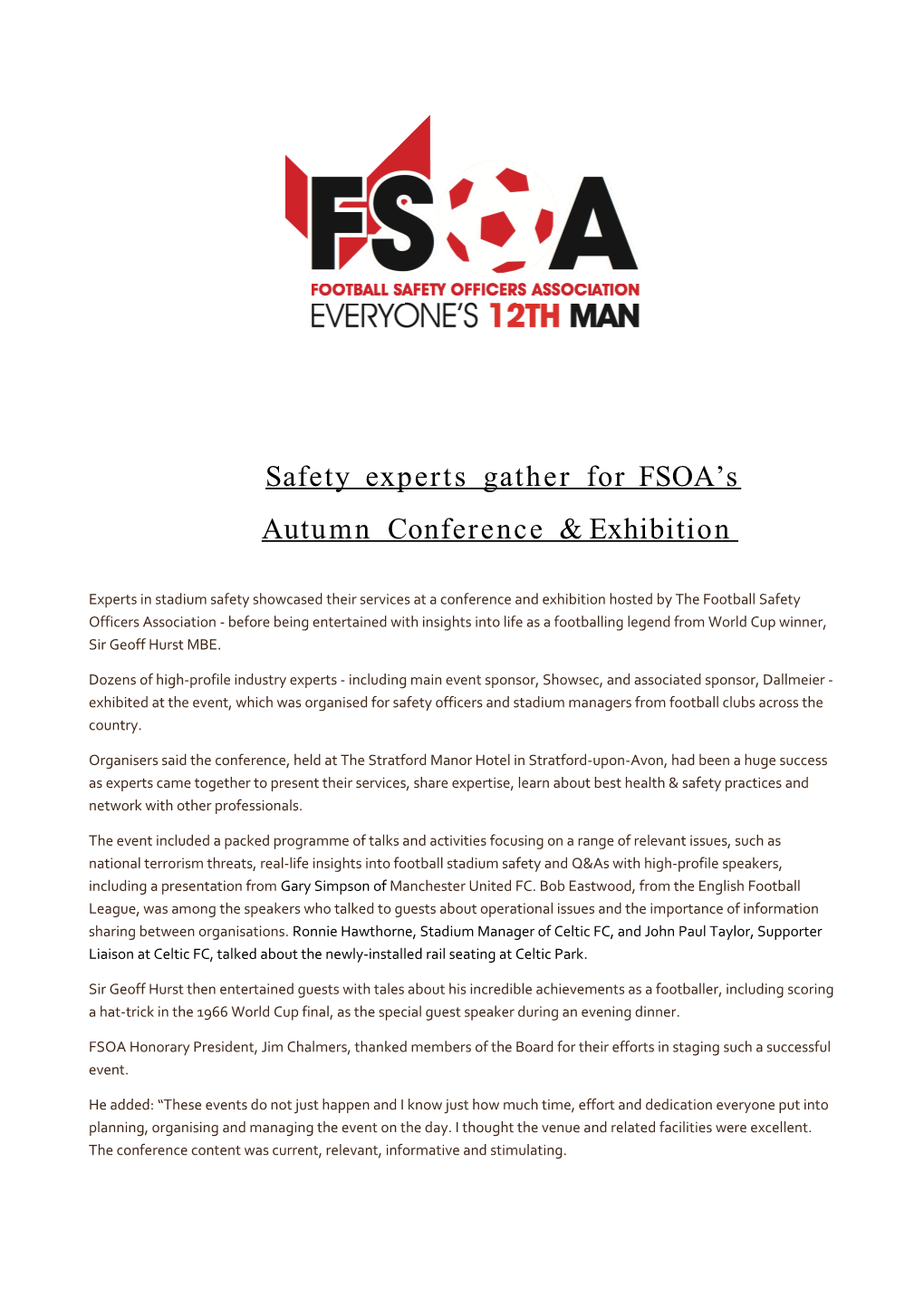 Safety Experts Gather for FSOA S
