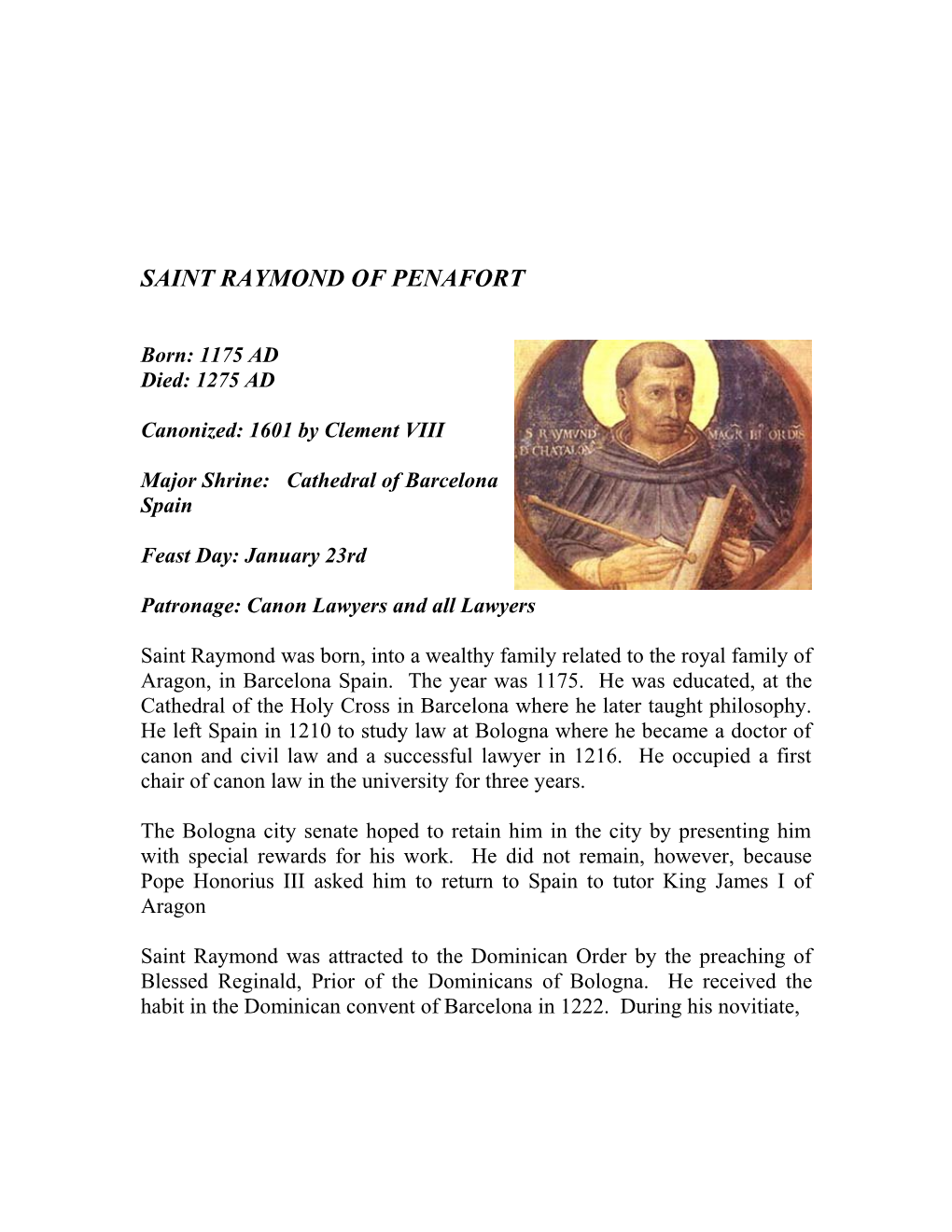 Saint Raymond of Penafort