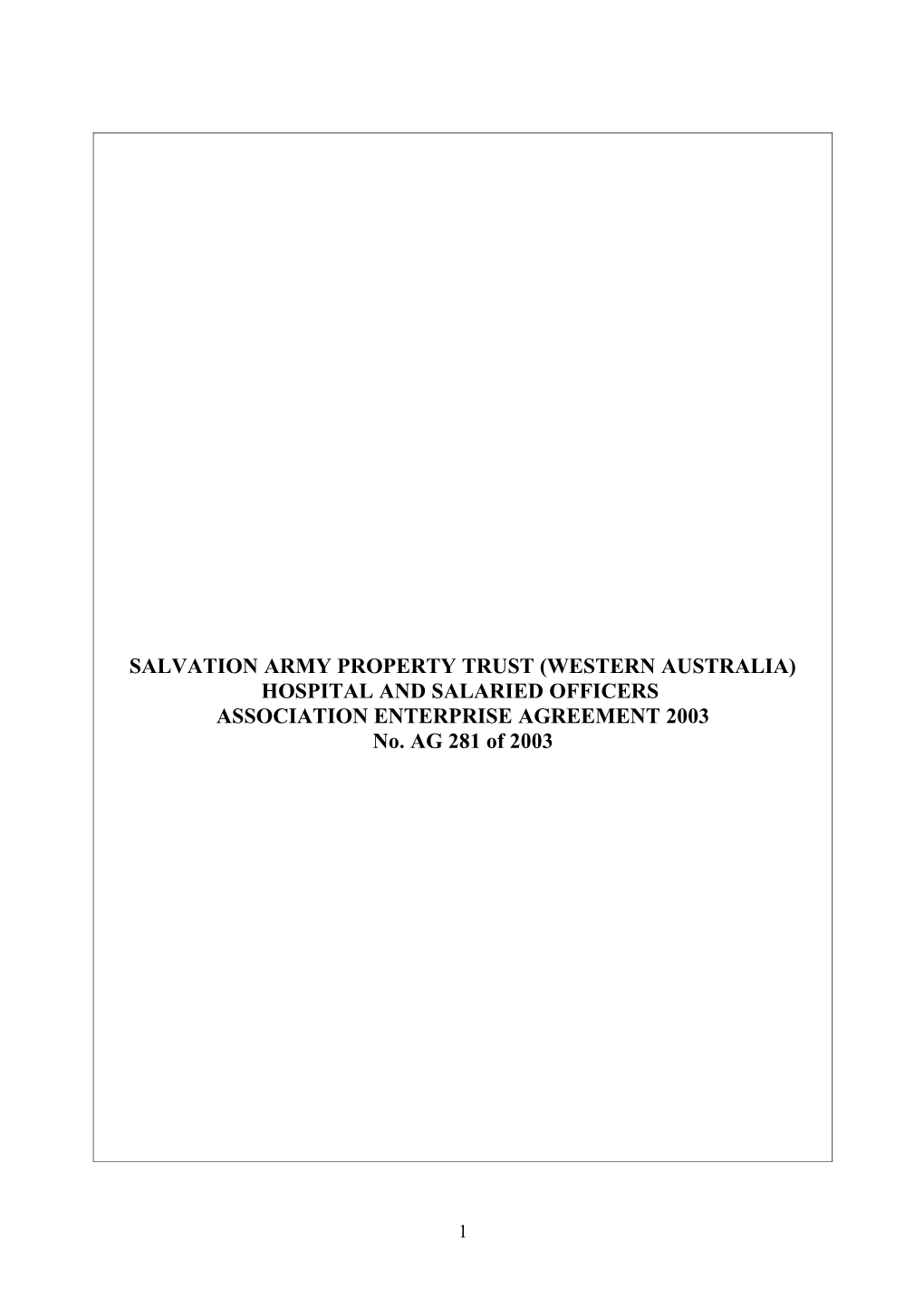 Salvation Army Property Trust (Western Australia) Hospital and Salaried Officers Association