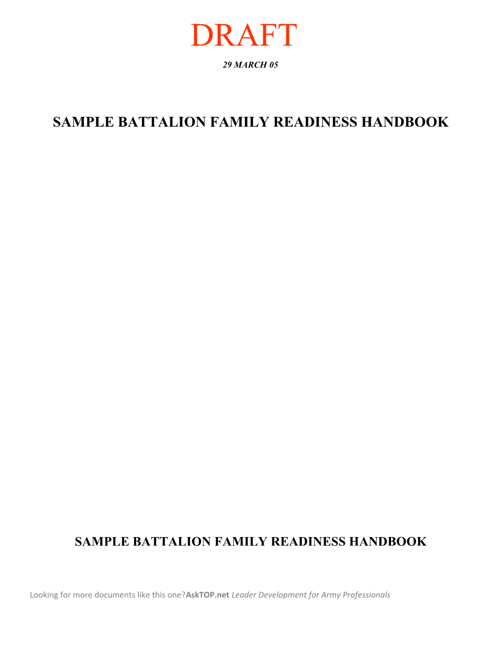 Sample Battalion Family Readiness Handbook
