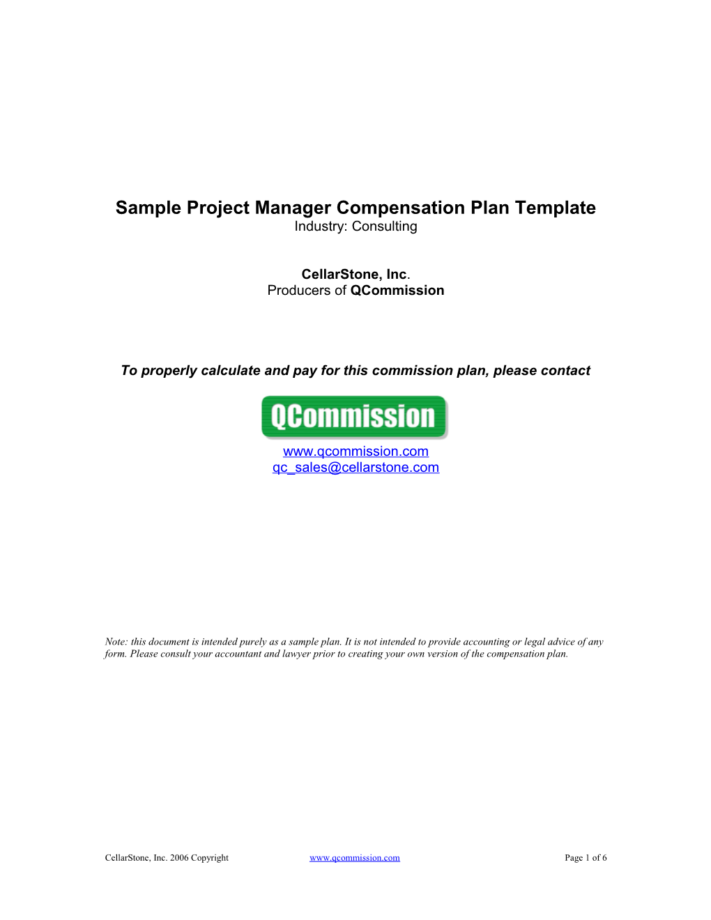 Sample Reseller Sales Rep Compensation Plan Template