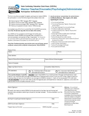 Sb-Ceu Participant Verification Form For