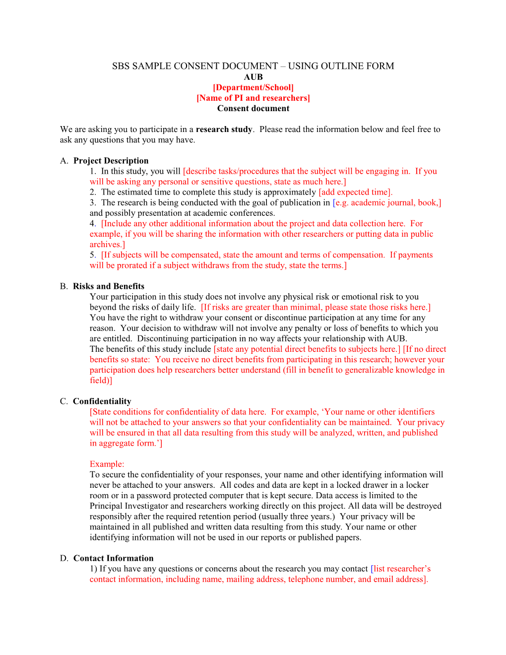 Sbs Sample Consent Document-Using Outline Form