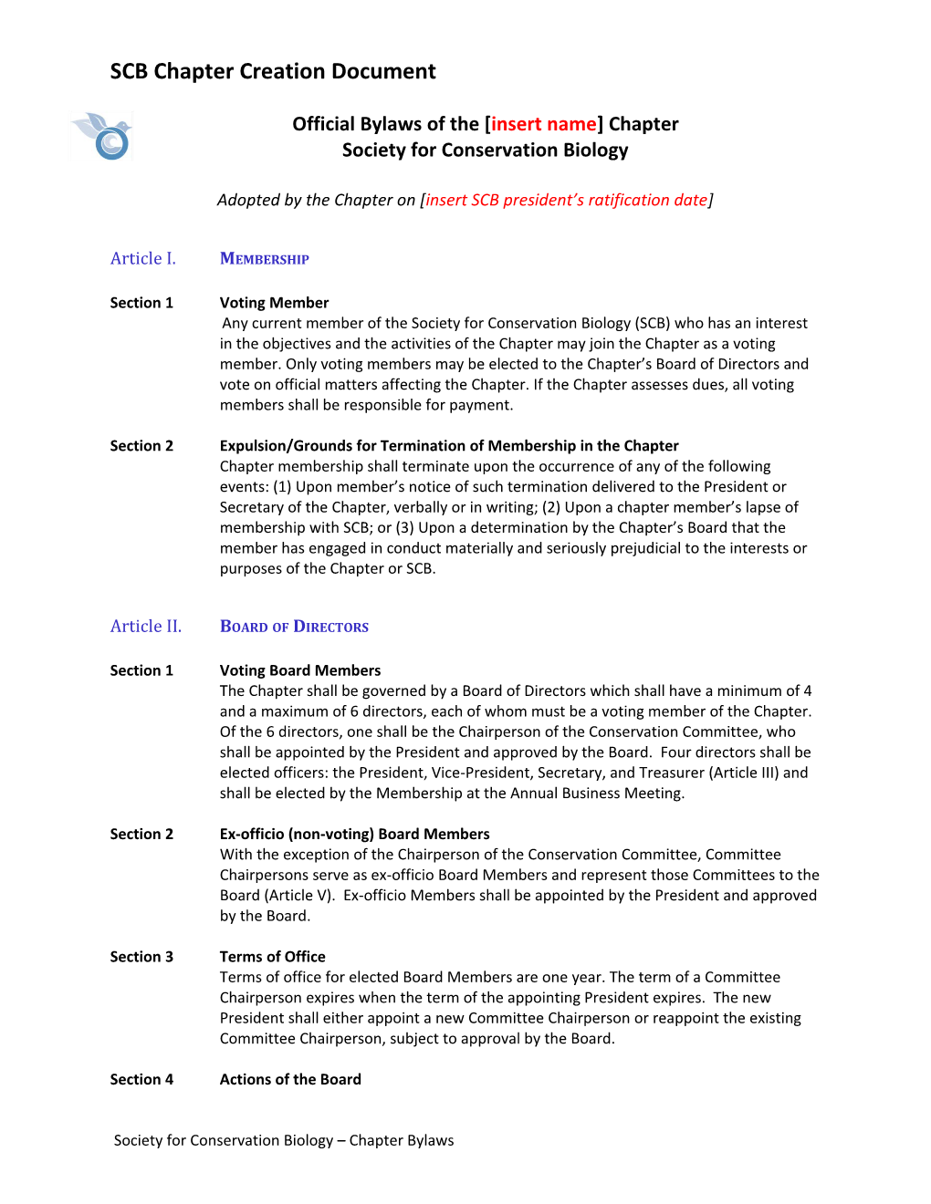 SCB Chapter Creation Document