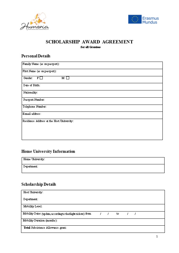 Scholarship Award Agreement