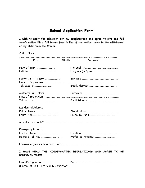 School Application Form
