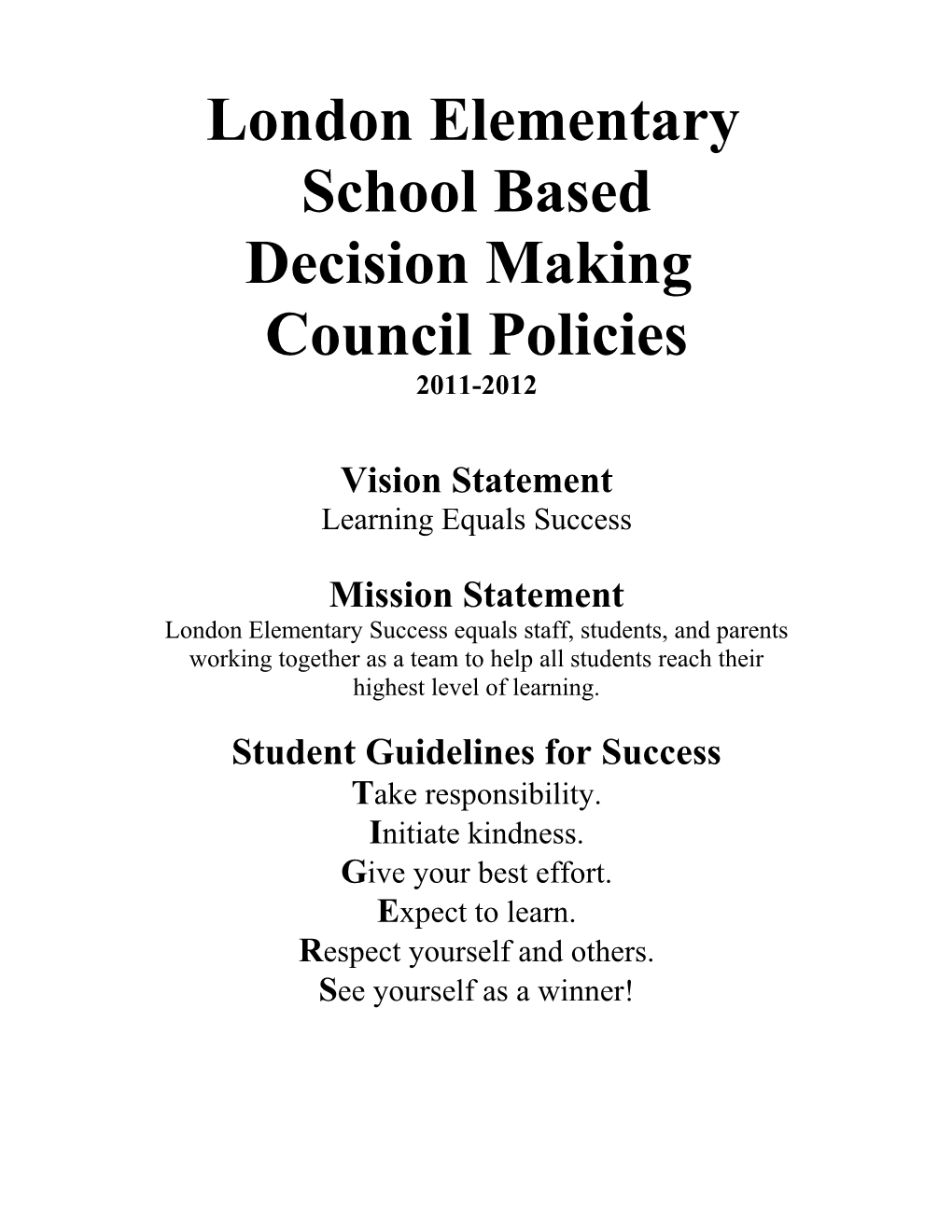 School Council Policy Format