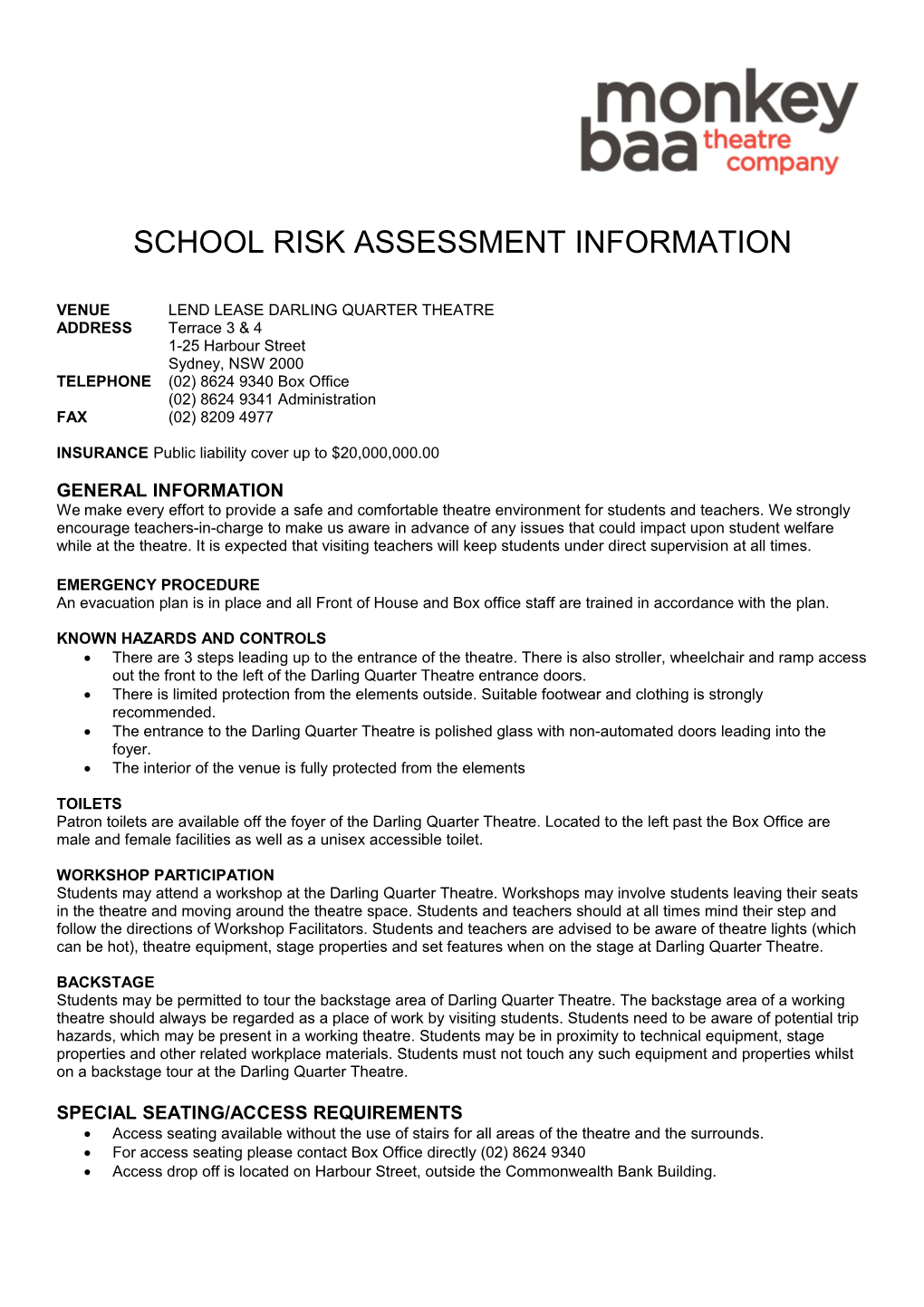 School Risk Assessment Information