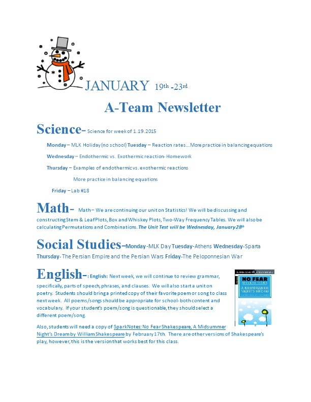 Science-Science for Week of 1.19.2015