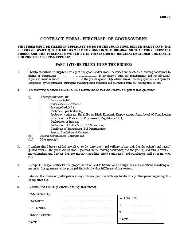 Scm-Bid-Documents-Sbd-7.1-Contract-Form-Purchase-Of-Goods-Or-Works